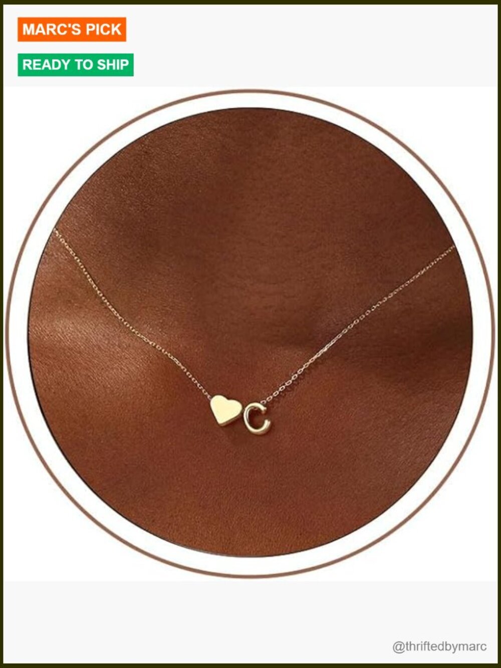 18K Gold Plated Heart Initial Pendant Necklace Dainty Adjustable